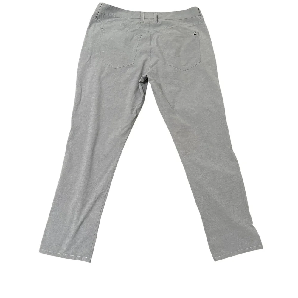 Travis Mathew‎ Men's Golf Pants Size 36 Gray Striped Polyester Blend Casual